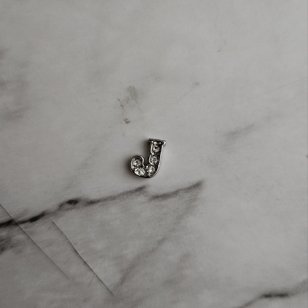 (3/$15) Origami Owl Silver Rhinestone Mini Letter J Locket Charm Necklace Charm